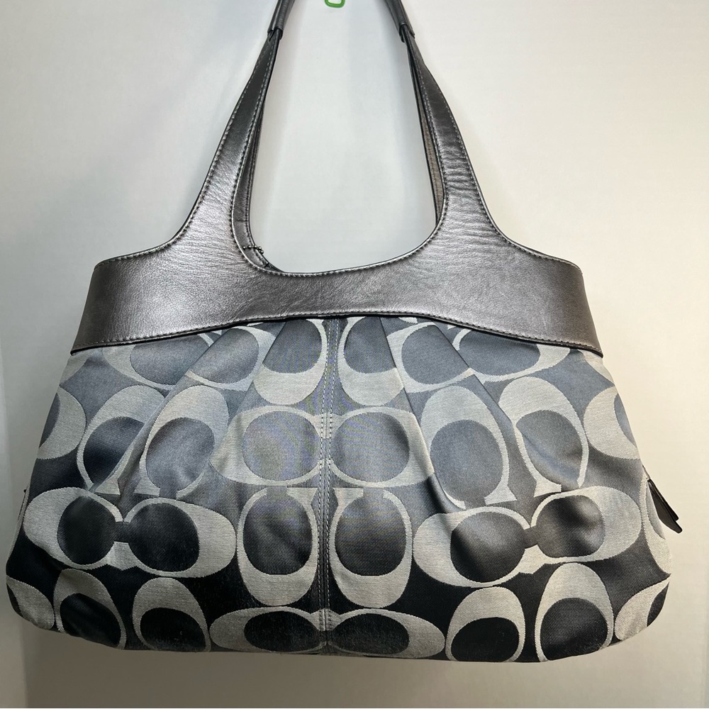 Coach Gray and Silver Signature Hobo Shoulder Bag - Picture 2 of 16